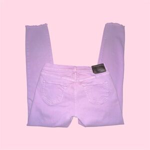 pastel purple true religion skinny jeans